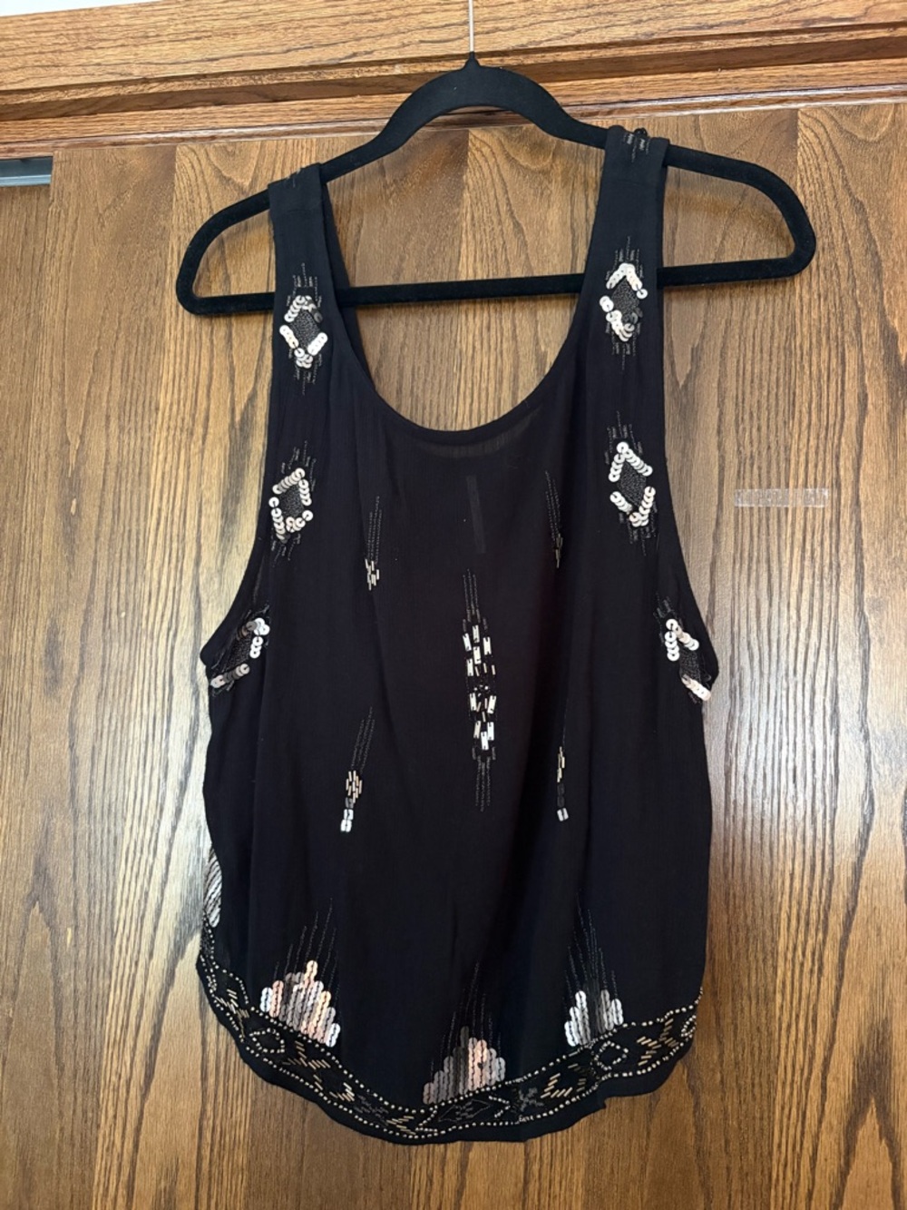 Free People Medium Black Sequin Embellished Women's Tank Top